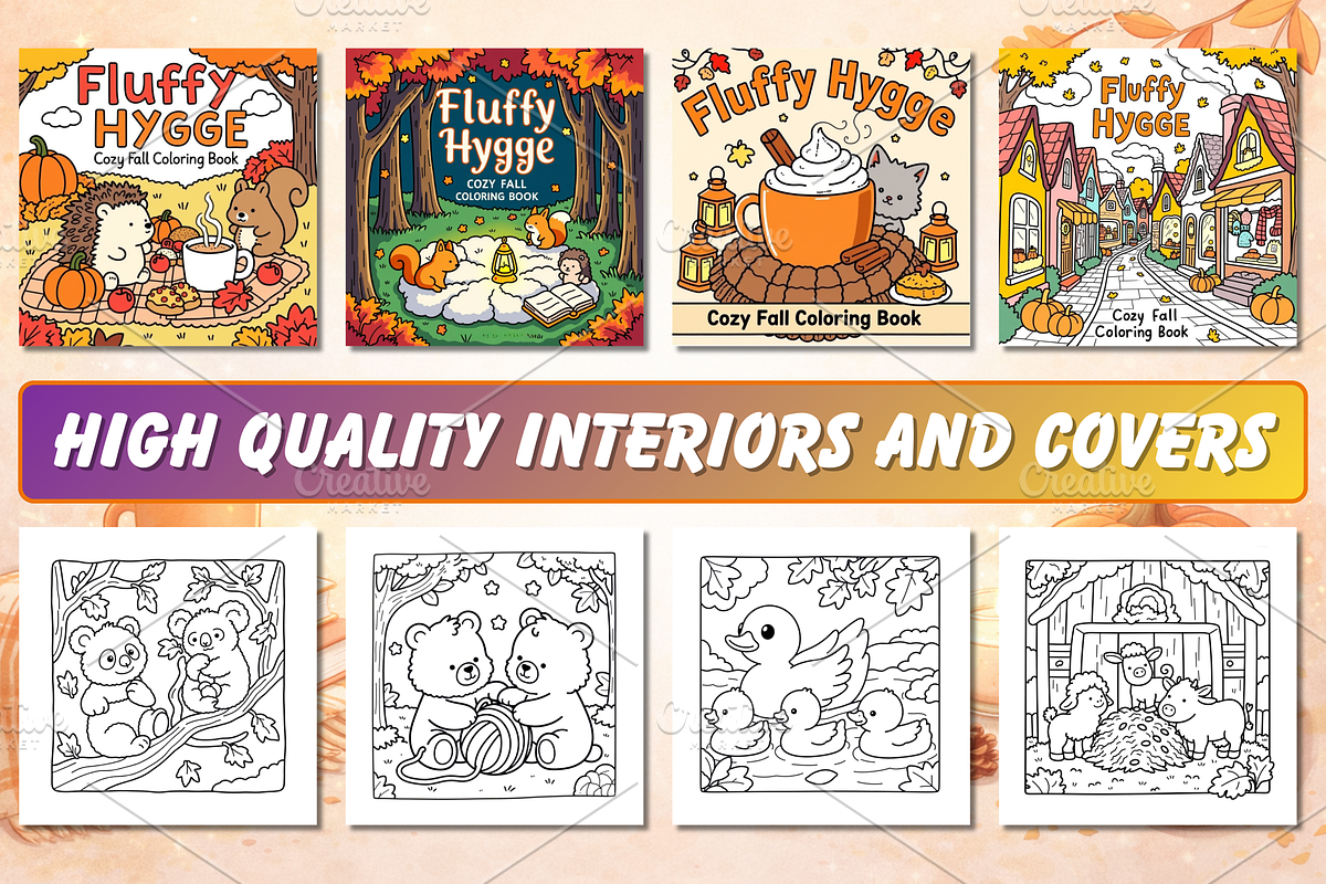 Fluffy Hygge Cozy Fall Coloring Book, an Animal Illustration by Neon Studio (Photo 2 of 3)