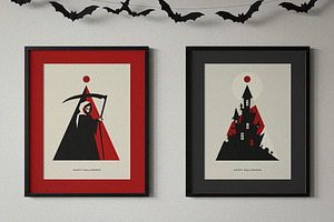 Halloween Poster Frames Mockup, a Product Mockup by Designer Dude