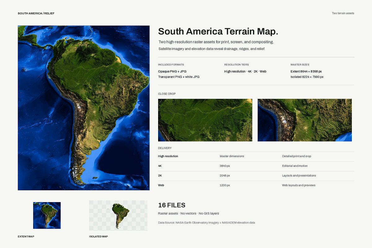 South America Terrain Relief Map, an Object Graphic by Eugene Ga (Photo 1 of 4)