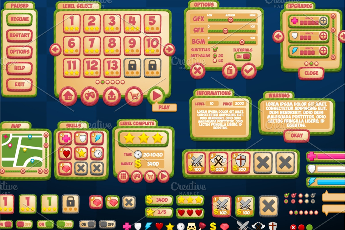 Cartoon Games GUI Pack 8, a Templates & Theme by pzUH
