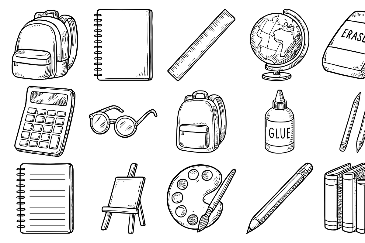 School Supplies Icons, an Object Graphic by nikagraphic (Photo 2 of 3)