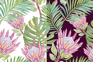 Watercolor Tropical Patterns.