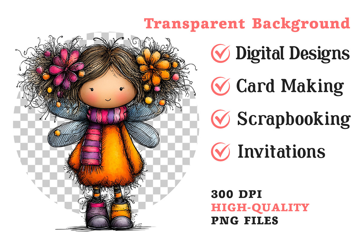 Whimsical Bee Girl Clipart, an Illustration by Dream Creation (Photo 7 of 7)