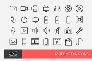 Multimedia Line Icon set