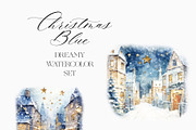 Christmas Blue Watercolor Dreamy Set, a Seasonal Illustration by studioequinox (Thumbnail 5 of 10)