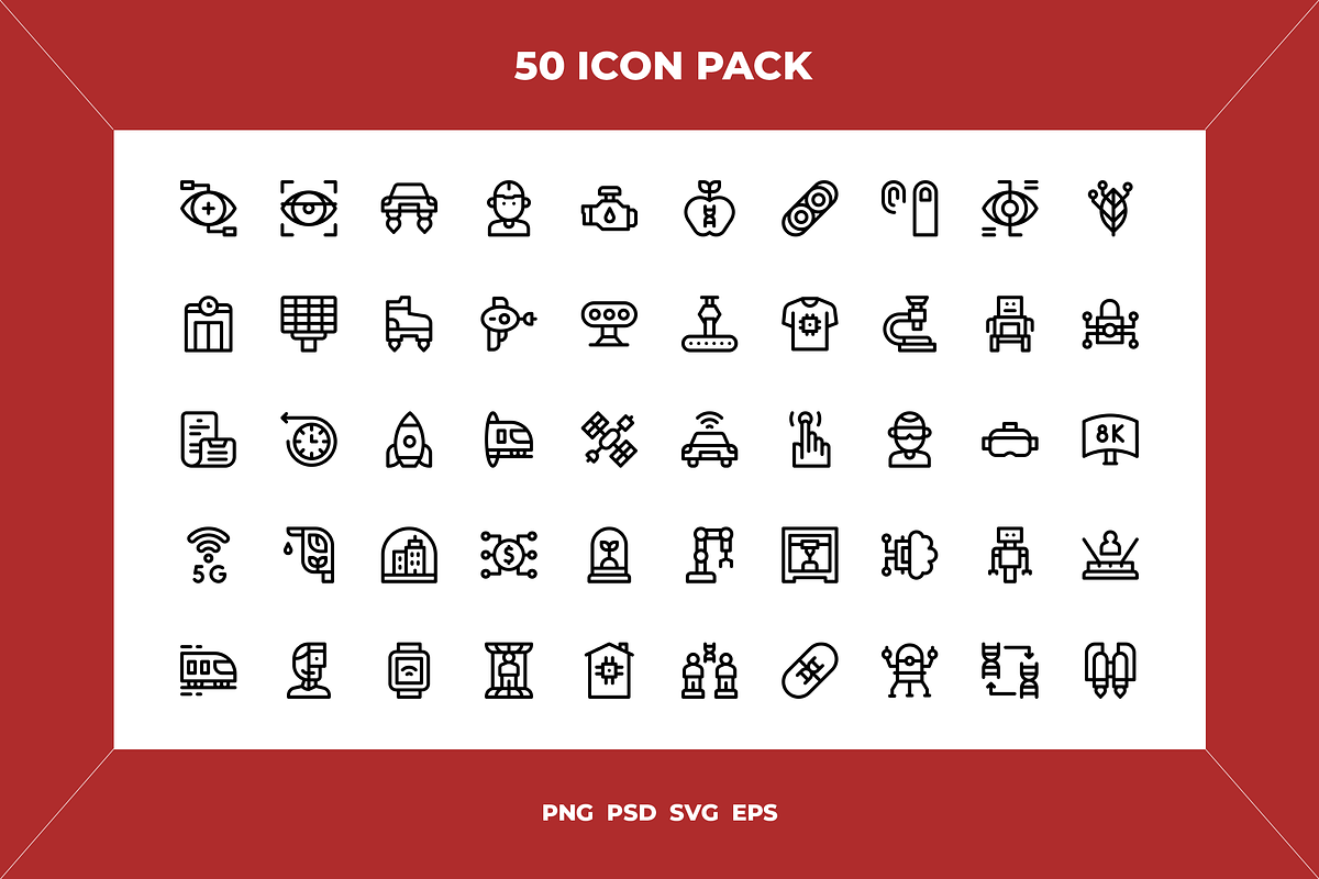 Technology of the future icons, an Outline Icon by Wencory (Photo 1 of 2)