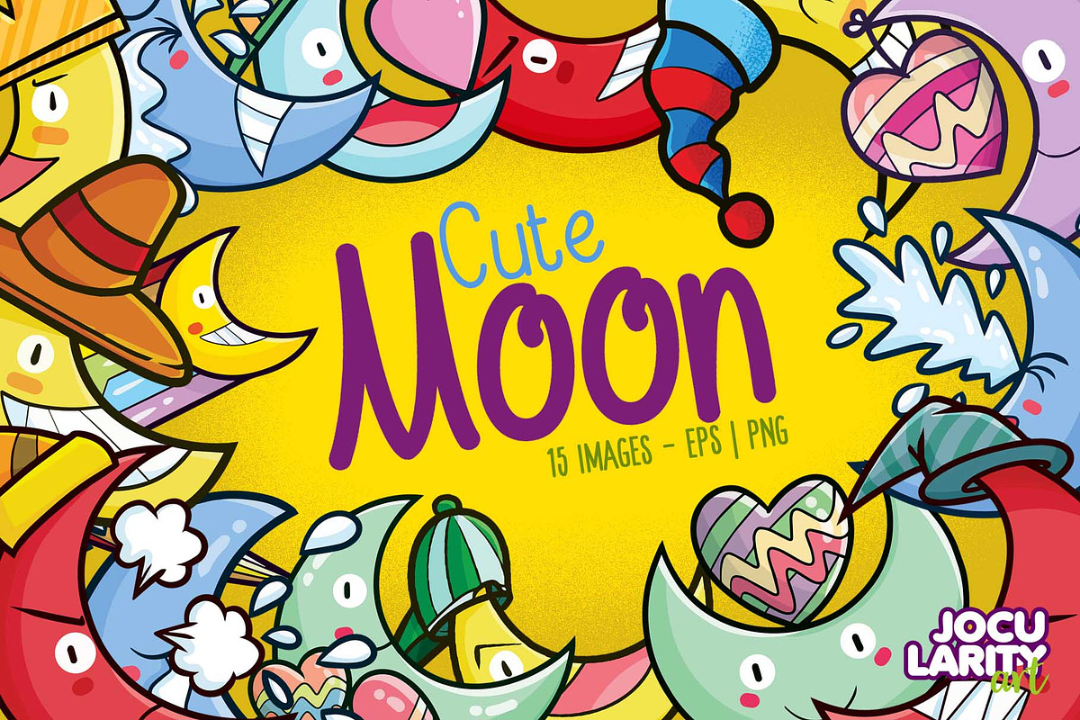 Cute Moon Cartoon Characters, a Decorative Illustration by Jocularity Art (Photo 1 of 3)