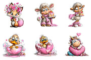 Watercolor Valentine Animals Clipart, an Illustration by CreationArt (Thumbnail 2 of 8)