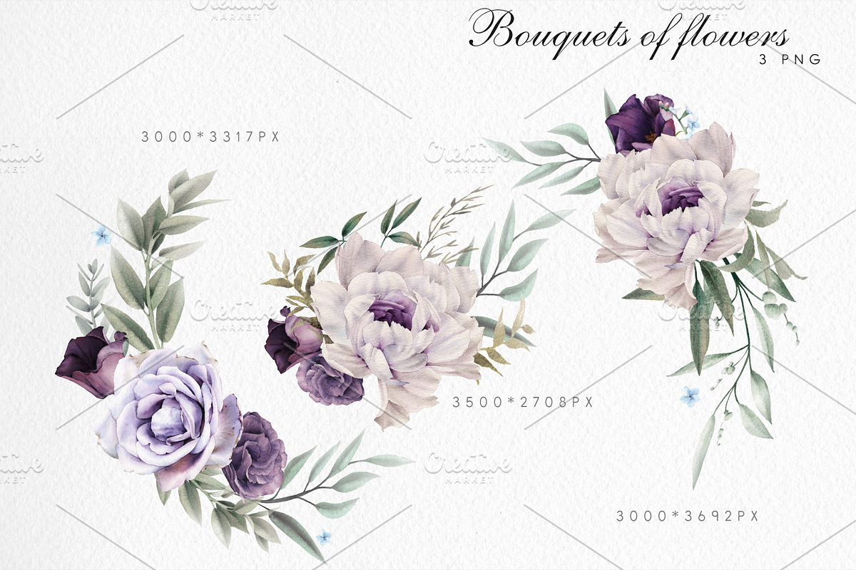 WATERCOLOR BUNDLE Peonies & Roses, an Illustration by ollalya (Photo 22 of 101)