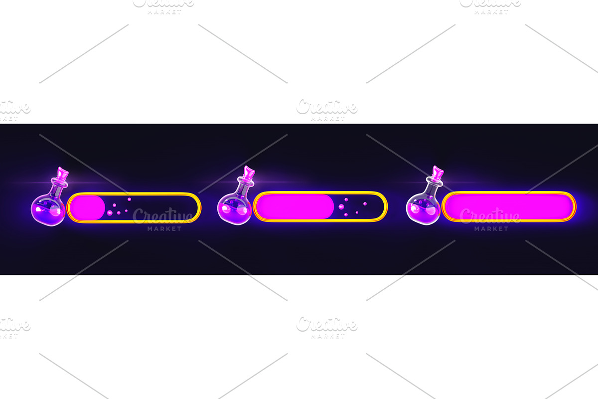 Game ui loading progress bars 3d, an Object 3D Model by Marozhkastudio