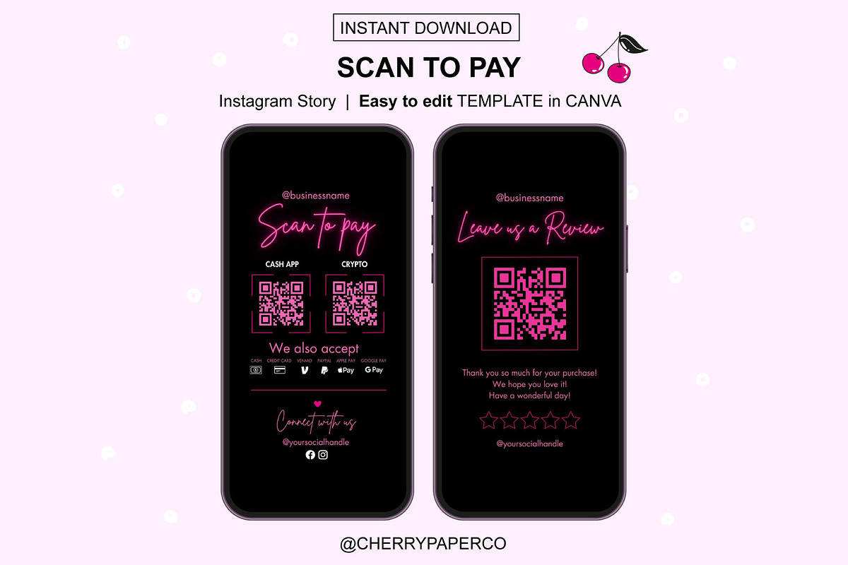 QR Code, Scan To Pay Sign Template, a Social Media Template by Cherry Paper Co (Photo 4 of 6)