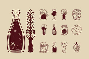 Craft Beer Illustration Set, a Templates & Theme by studiogstock