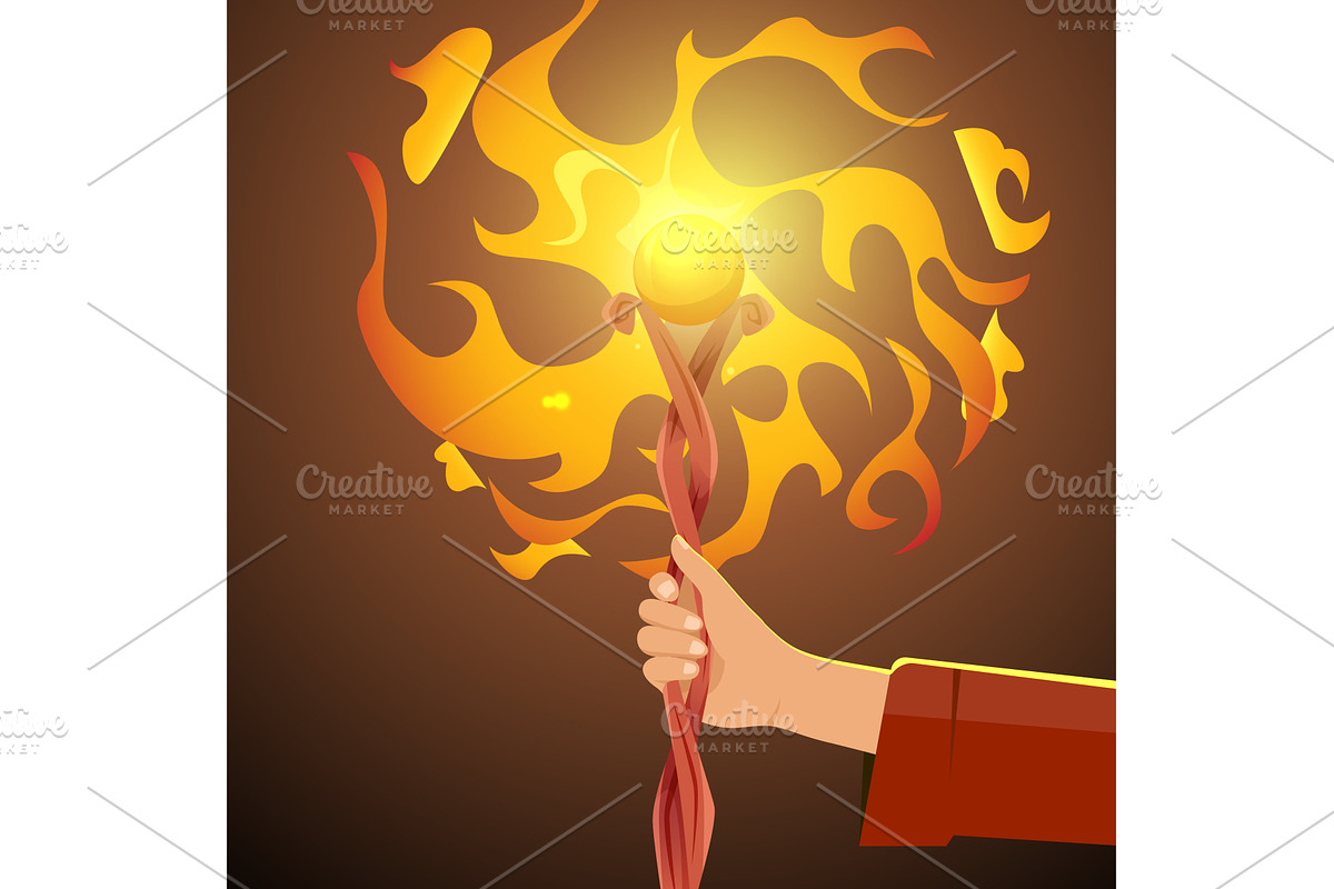 Fire magic wand. flame from wizards, an Illustration by Onyx