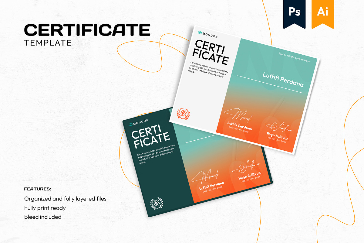 Certificate - Mondok 3, a Print Template by Themes Awesome (Photo 1 of 3)