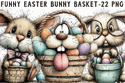 Funny Easter Bunny Basket Clipart, an Illustration by Libby Wishes (Thumbnail 1 of 7)