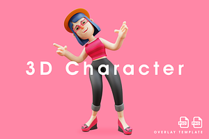 3D Cute Lady Showing A Funny Pose