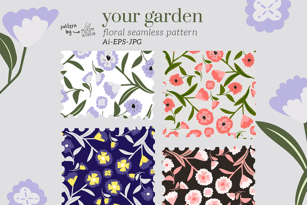 your garden seamless pattern, a Pattern Graphic by lilovwishes (Photo 1 of 5)