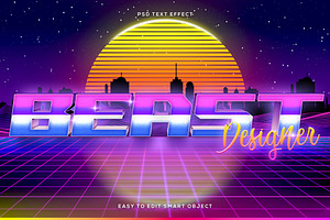 80s Retrowave Synthwave Text Effect