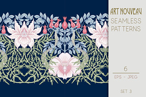 6 Art Nouveau Seamless Patterns