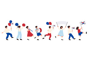 Children Parade Celebrating Korean, an Object Illustration by Flashvector