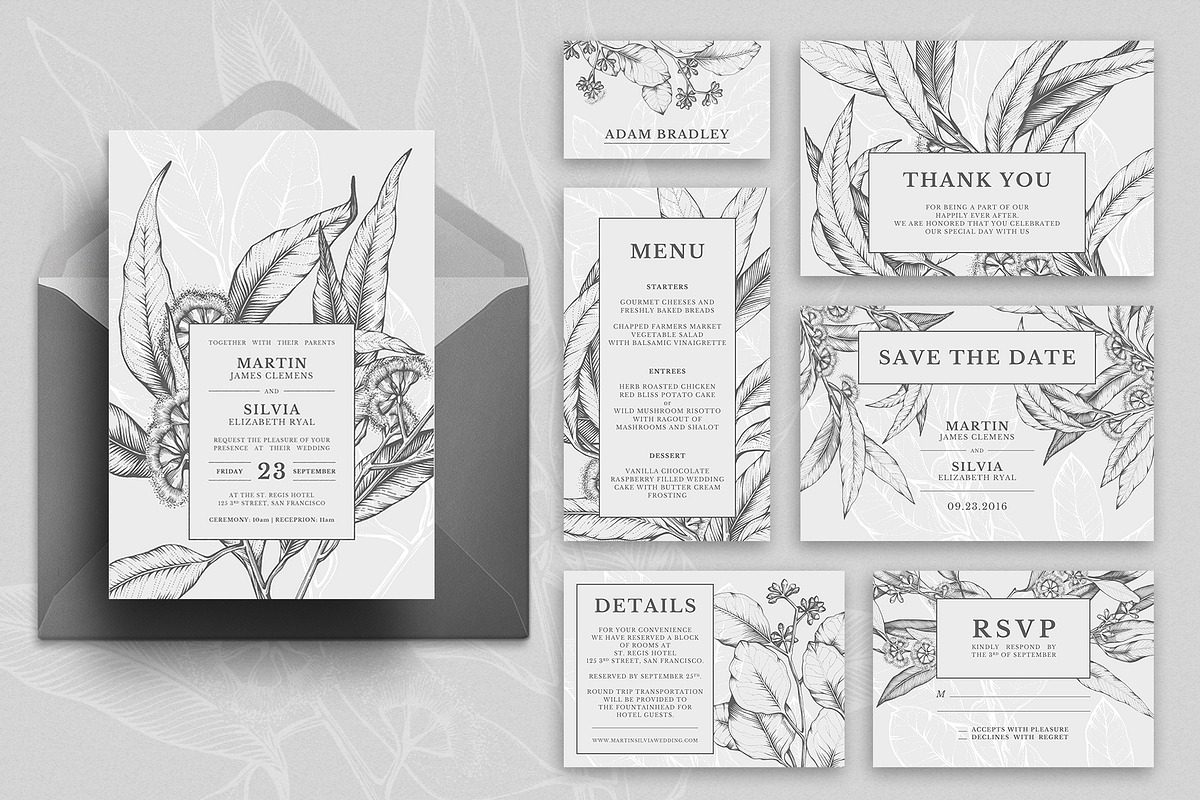 Eucalyptus Wedding Invitation Suite, an Invitation Template by Valeryia Aranovich (Photo 2 of 5)
