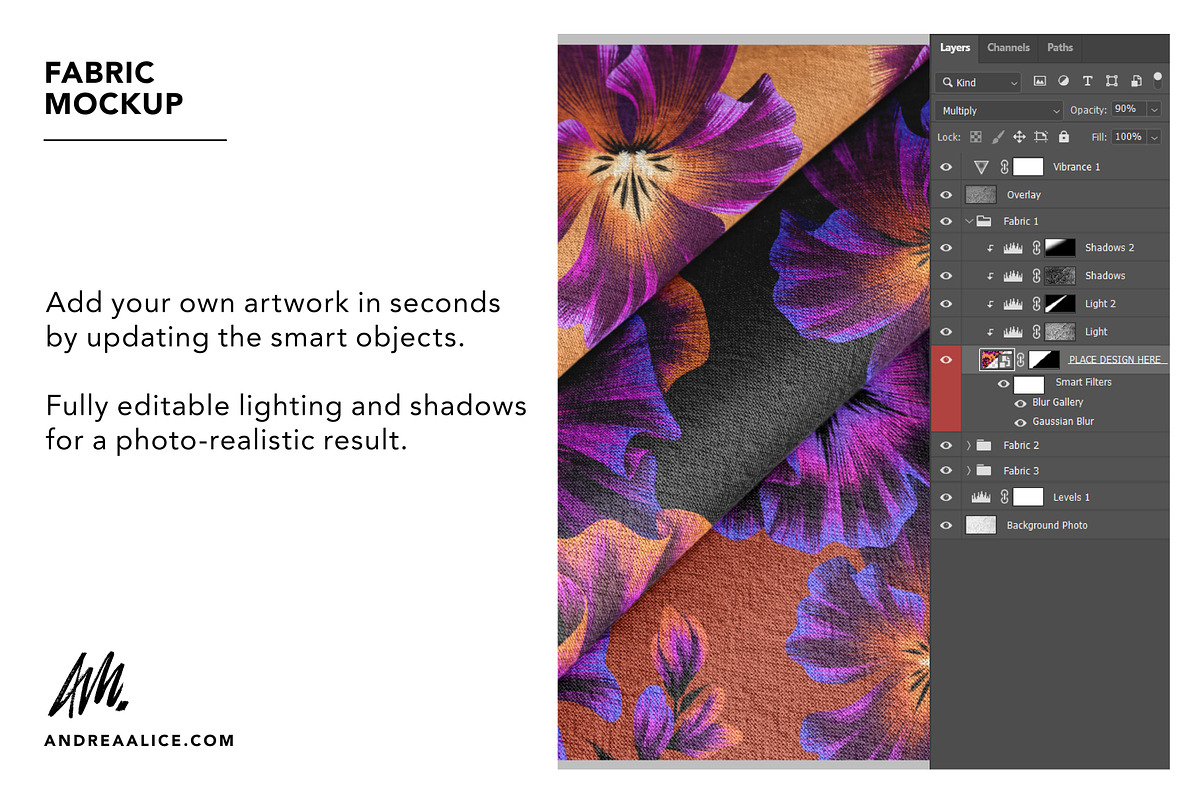 Three Cotton Fabrics Mockup, a Household Mockup by Andrea Muller (Photo 4 of 7)