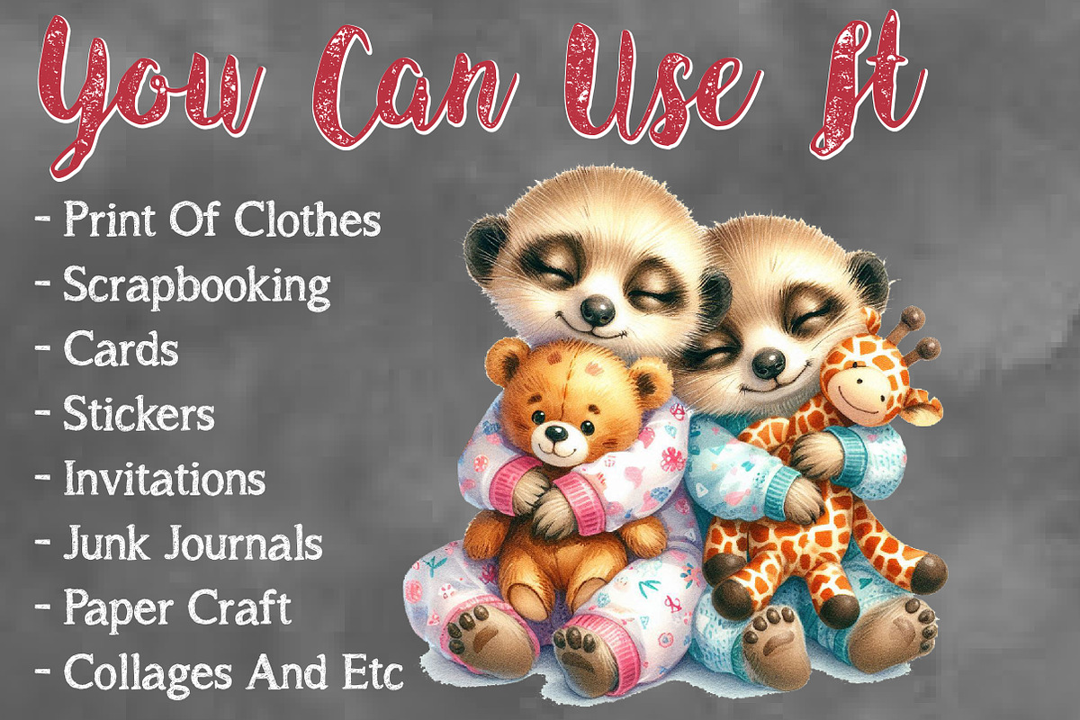 Cute Baby Meerkat Watercolor Clipart, a Seasonal Illustration by Craft Nest (Photo 3 of 6)