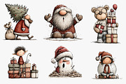 Funny Quirky Watercolor Christmas, an Illustration by CreationArt (Thumbnail 2 of 5)