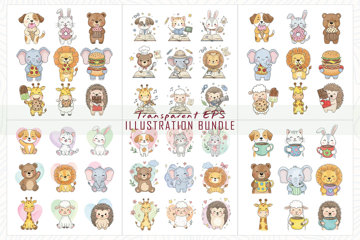 Adorable animal illustrations bundle, an Animal Illustration by Sofia's Fashion (Photo 2 of 3)