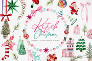 Watercolor Clipart-KITSCH Christmas, a Decorative Illustration by Beigetime (Thumbnail 1 of 15)