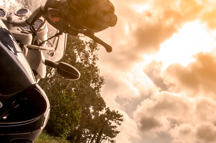 Motorcycle rider view containing adventure, asphalt, and bike, a Transportation Photo by MarcoGovel