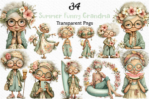 Summer Funny Grandma Clipart, an Illustration by Craft Nest