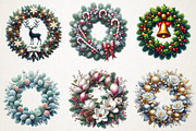 Christmas Wreaths & Floral Clipart B, an Illustration by RobertsArt (Thumbnail 3 of 6)