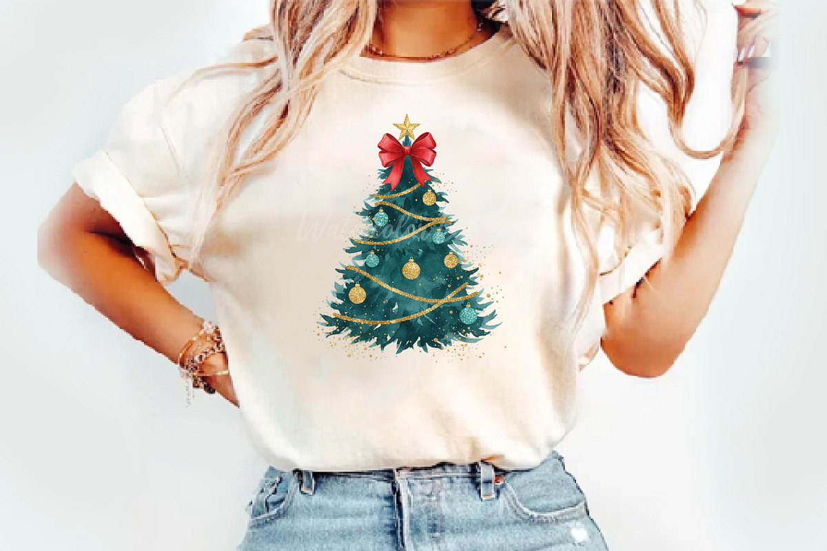 Glitter Tree Sublimation Design, an Illustration by Watercolor design (Photo 3 of 3)