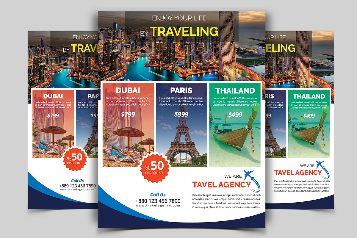 10 Travel Flyers Bundle 90% OFF, a Flyer Template by Imagine Design Studio (Photo 3 of 12)