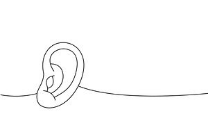 Ear one line continuous drawing, an Object Illustration by GraphiShop