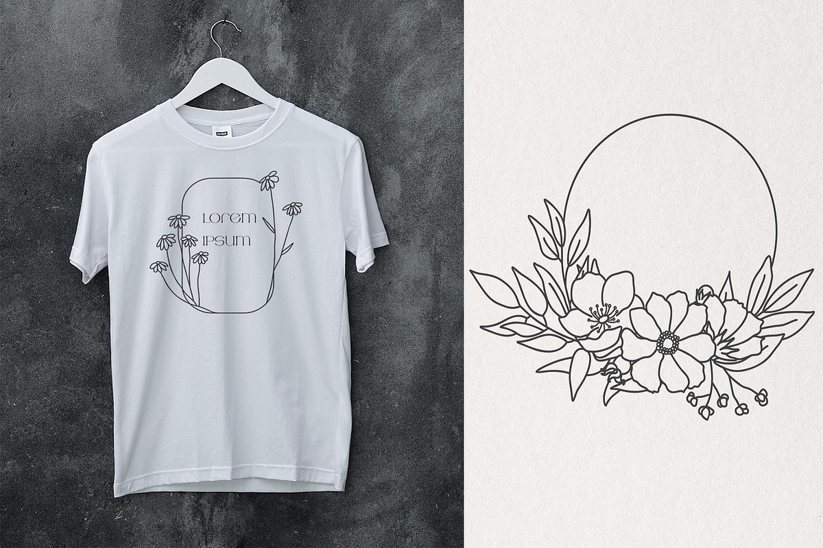 WILDFLOWER LINE-ART WREATHS, an Object Illustration by Kate Art (Photo 11 of 13)
