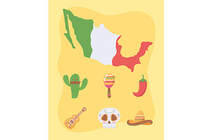 viva mexican icons set, an Illustration by studiogstock