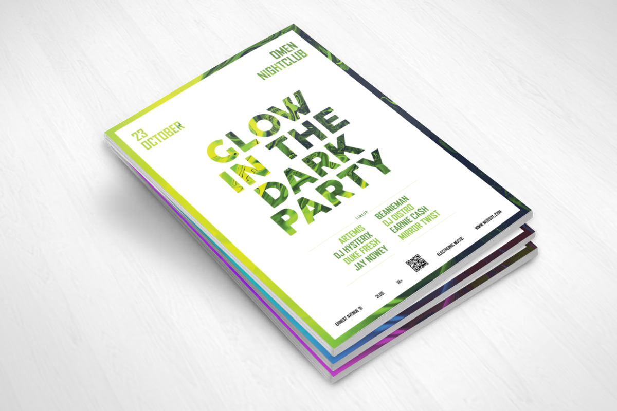 Glow In The Dark Party Flyer, a Flyer Template by NeonLeon (Photo 2 of 3)