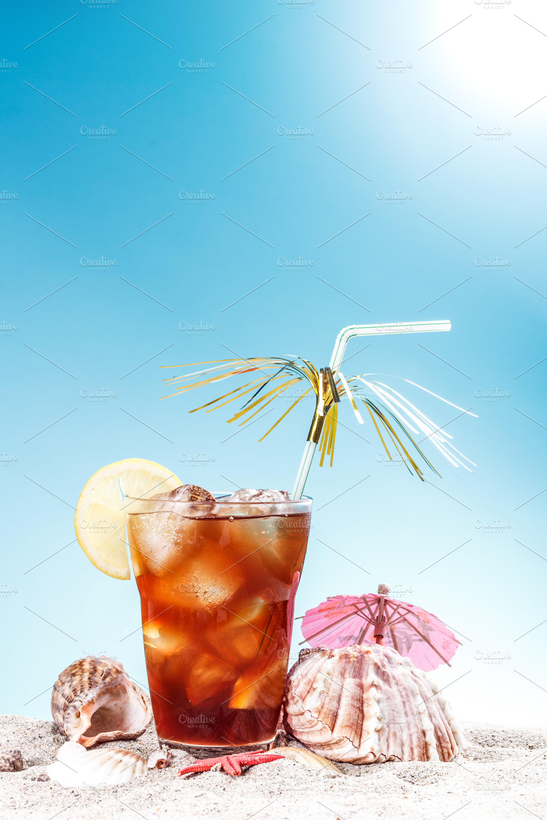 Iced sweet tea stock photo containing ice and tea