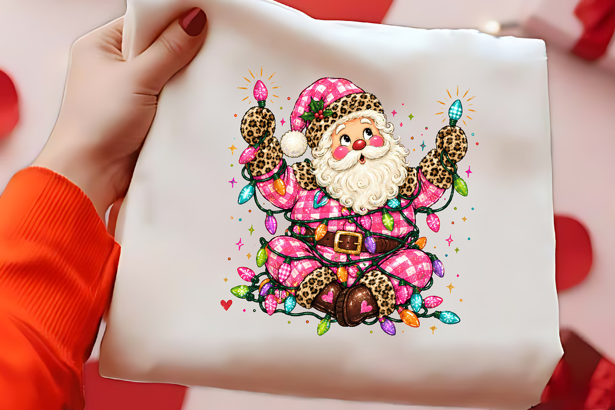 Retro Pink Santa Lights Clipart PNG, a Seasonal Illustration by CrexoraLab (Photo 2 of 4)