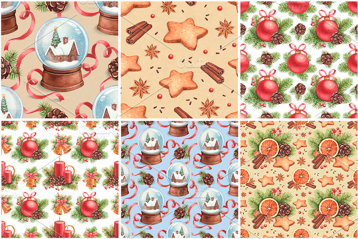Christmas patterns and illustration preview 3