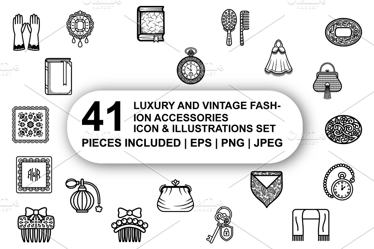 vintage fashion accessories Icon Set, an Outline Icon by Nurlan's shop (Photo 1 of 6)