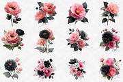 Black Pink and Silver Floral Clipart, an Illustration by Designworld (Thumbnail 3 of 6)