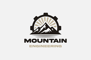 Gear cog wheel with mountain logo