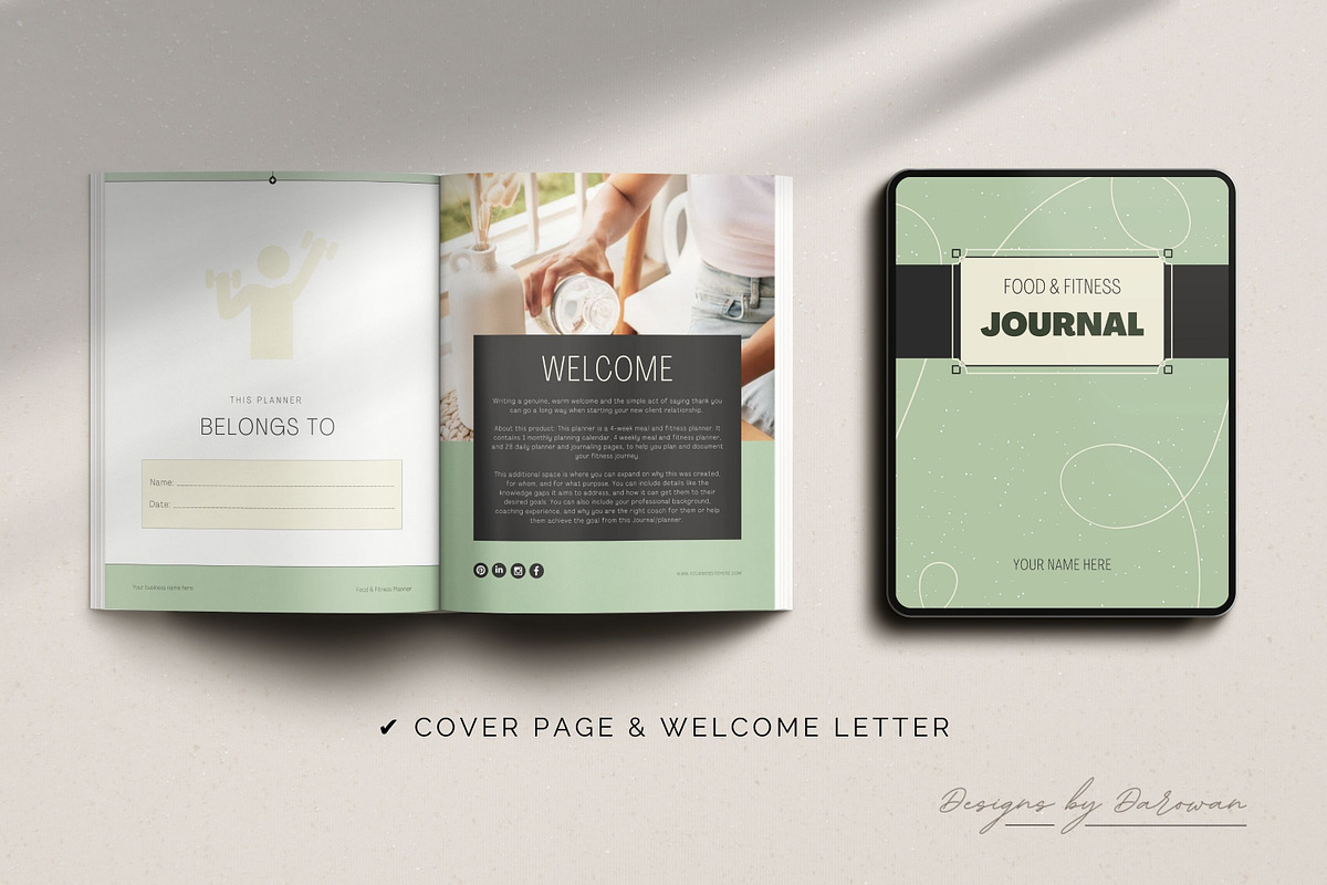Food and Fitness Planner | Canva, a Magazine Template by Designs by Darowan (Photo 2 of 8)