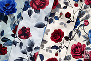 Red and Blue American Roses Pattern, a Pattern Graphic by Creative Store (Thumbnail 2 of 5)