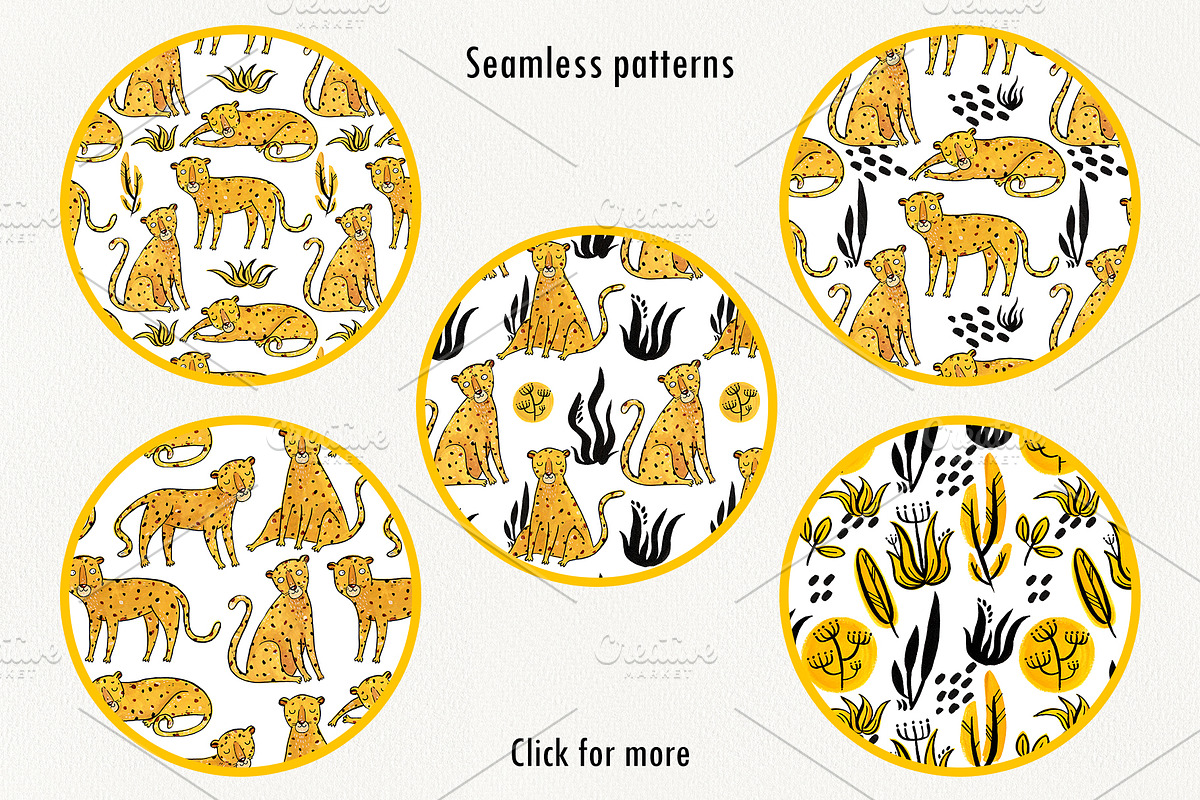 Yellow Leopard set, an Animal Illustration by Ekaterina Goncharova (Photo 3 of 4)