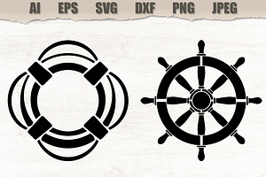Stencils Nautical Wheel Lifebuoy, a Technology Illustration by MARYCRAFTIRIA