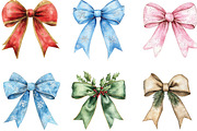 Watercolor Christmas Bow Clipart, an Illustration by CraftArtStudio (Thumbnail 3 of 5)